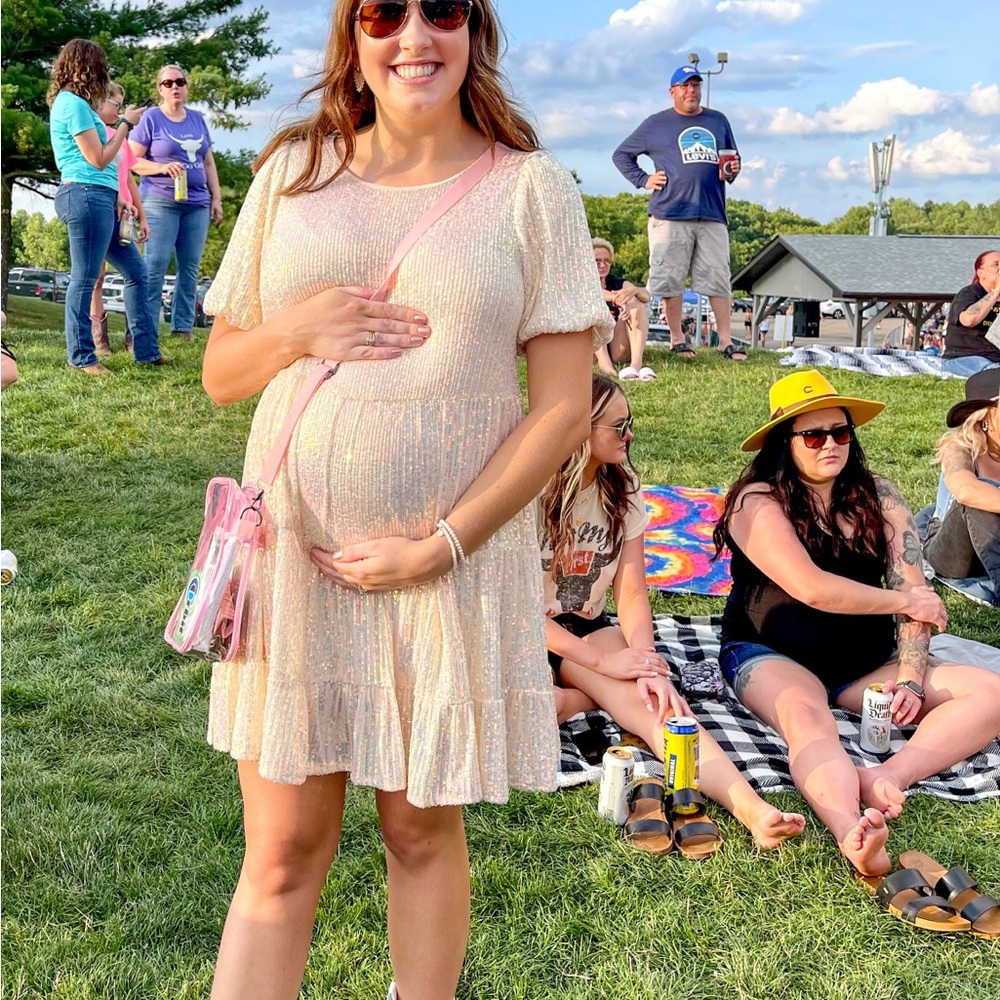 Pinkblush Shimmering Cream Midi Dress
